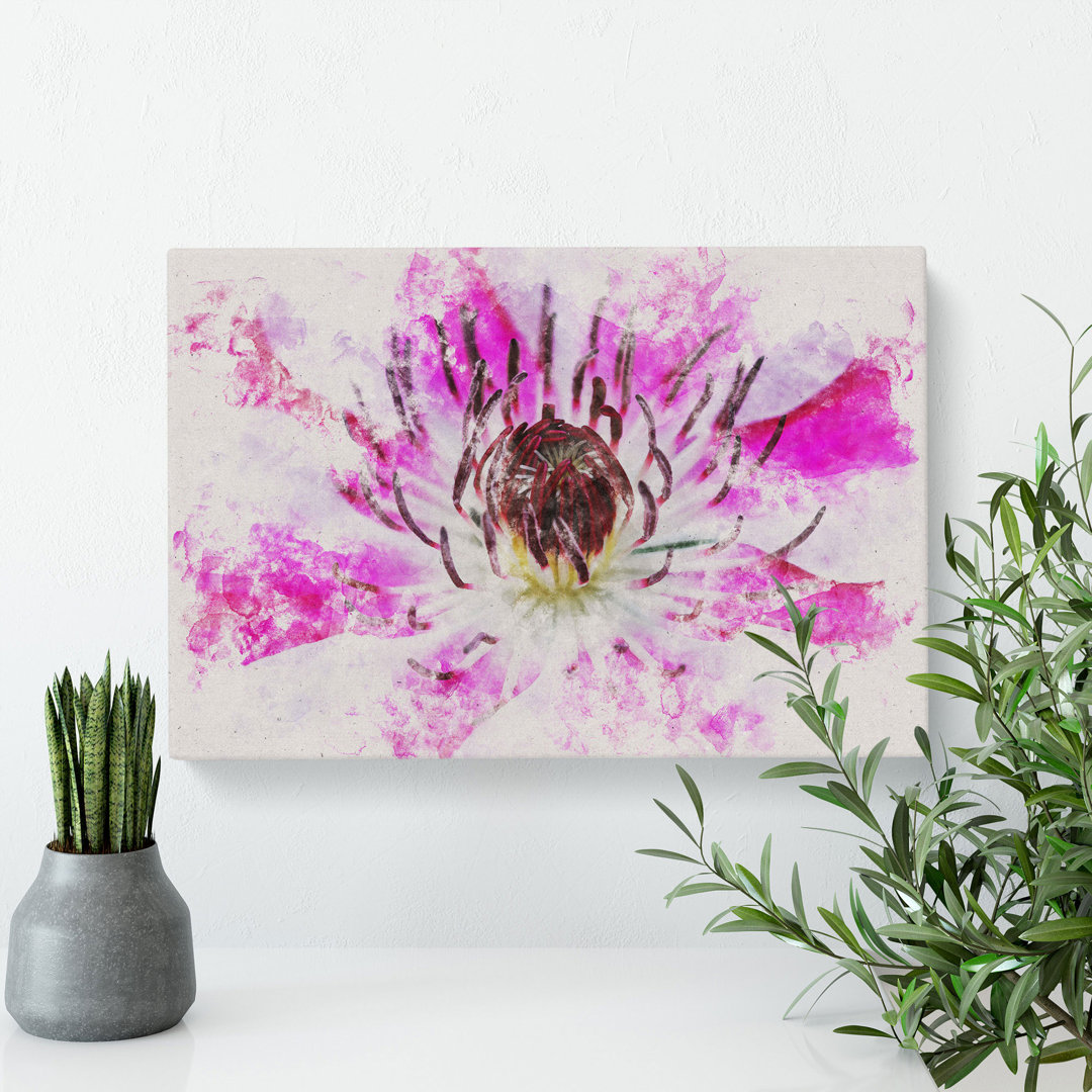 Pink Clematis Flower - Wrapped Canvas