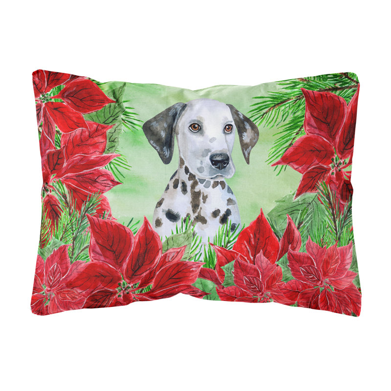  Coussin intérieur / extérieur Dalmatian Puppy Poinsettas