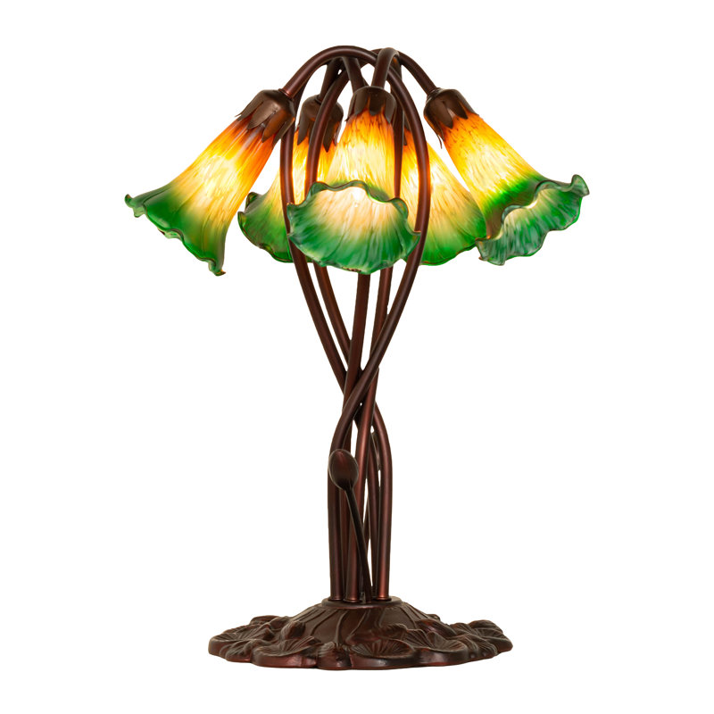 Tiffany Table Lamp, Rocker, Green/Amber