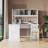 Home Office Computer Desk With Hutch, Antiqued Finish-909718429