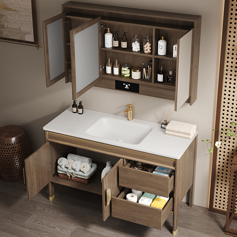 Armoire de salle de bain rétro de style chinois, 55"