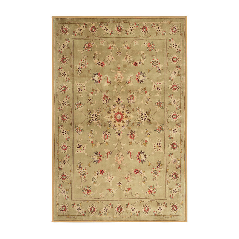 Tapis décoratif beige floral, Rectangle 6 pi x 9 pi