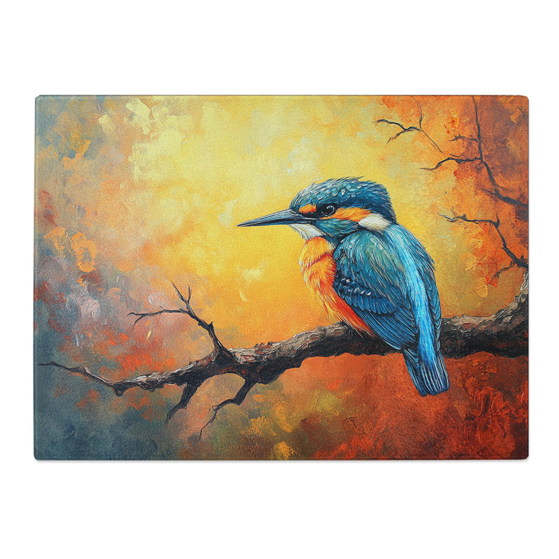 Kingfisher Bird Vision  Glass Chopping Board