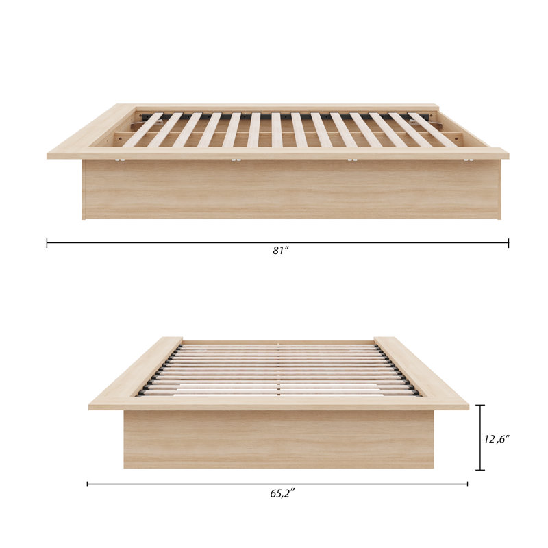 Base de lit plateforme Botyu, Beige, Double