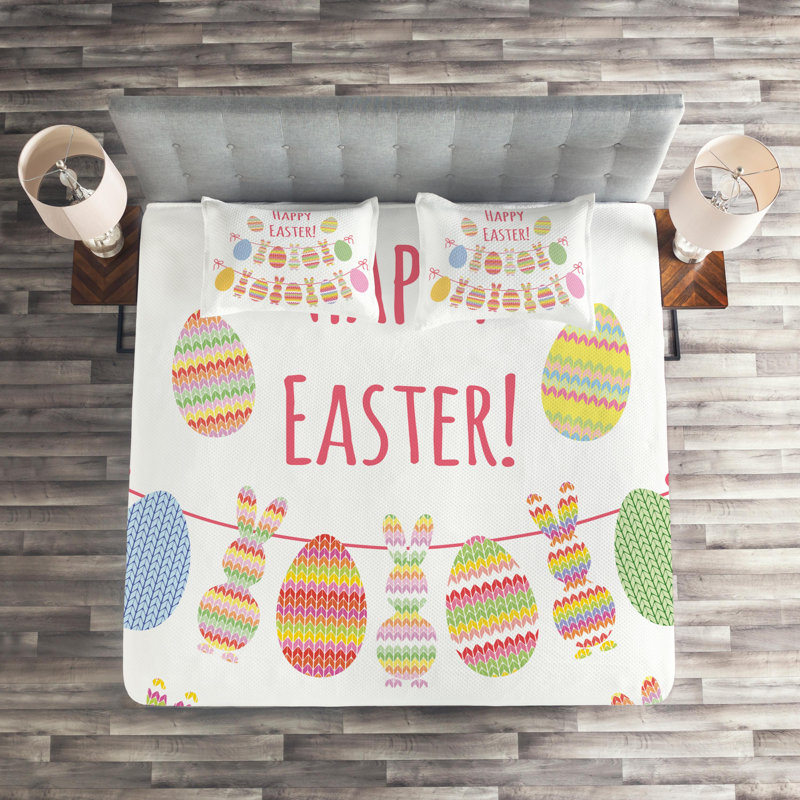 Bunny Polyester Coverlet, King Bedspread + 2 Shams