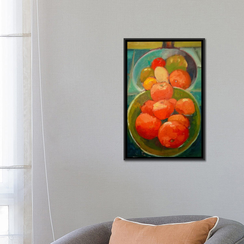 «Fruit Bowls», reproduction d'art sur toile, H 26 po x l 18 po x P 1,5 po, Toile avec cadre noir, Pas de tapis
