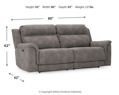 Slate Gray Faux Leather Power Reclining Sofa with USB