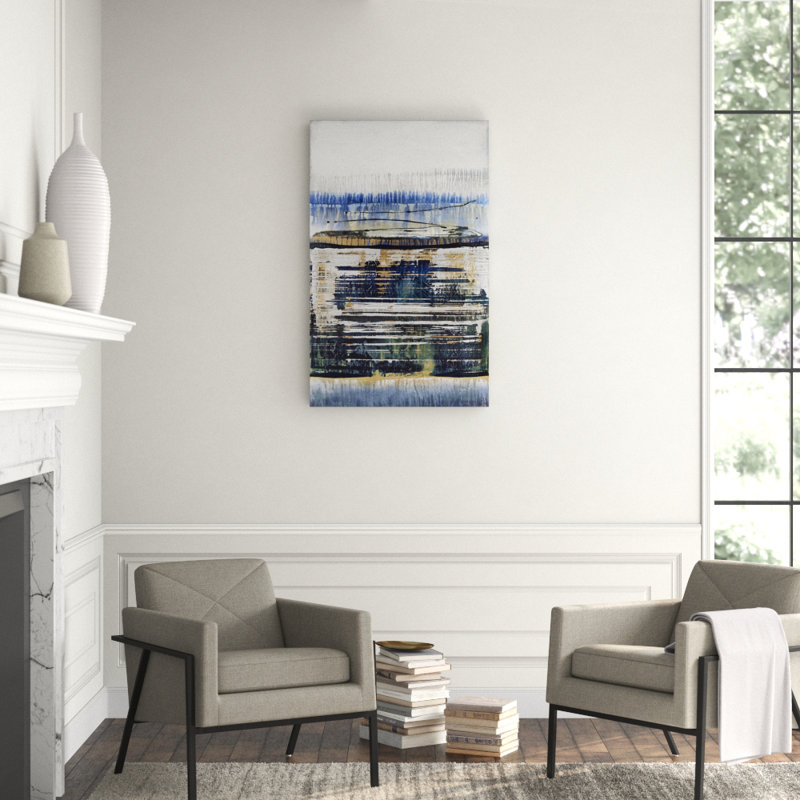 Blue Strata Print by Jennifer Hollack Raboin, Stretched Canvas, 66" H x 40" W x 2" D