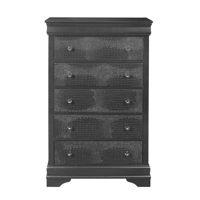 Commode en crocodile Shaker, Gris métallisé