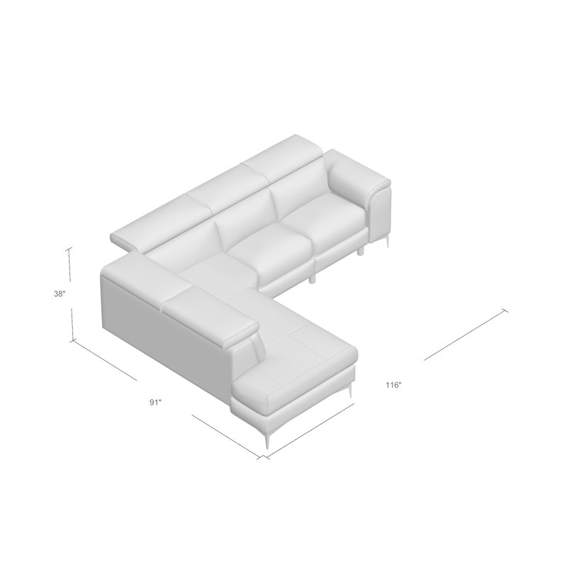 Bryd Upholstered Power Reclining L-Shaped Sectional, Left Hand Facing, Black Genuine Leather