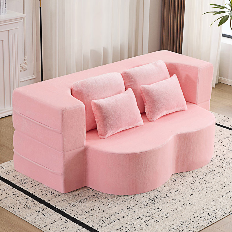 Grand canapé-lit pliable, canapé-lit futon, canapé-lit convertible, Rose