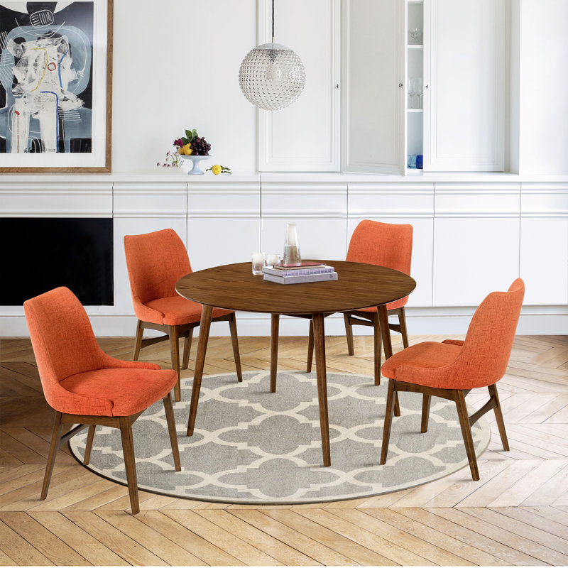 Ensemble de salle à manger 5 pièces Anthonella, Noyer, H 30 po x L 48 po x l 48 po, Orange / noyer