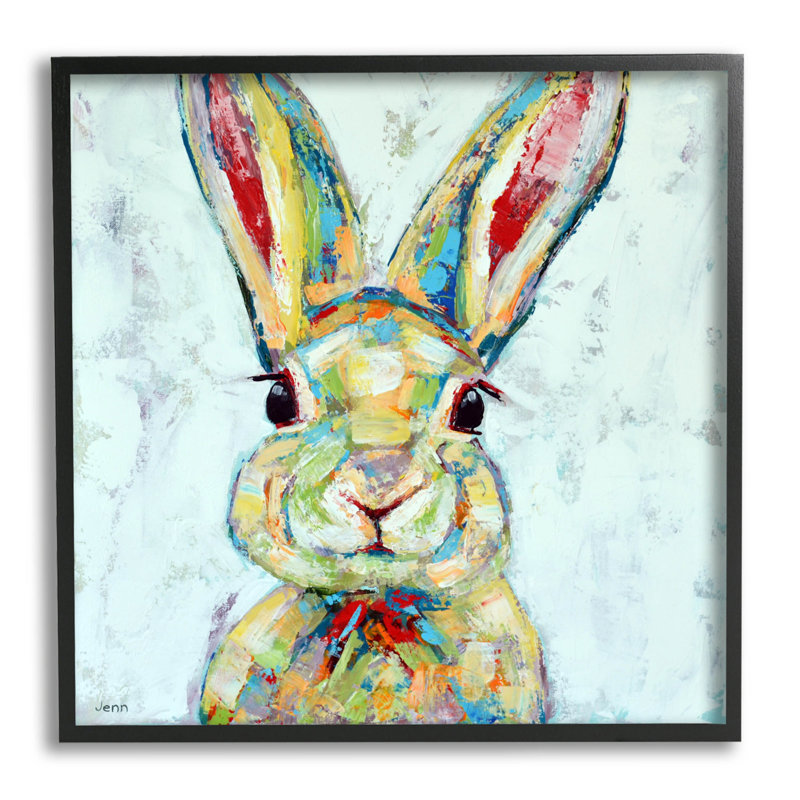 «Bunny Wildlife Modern», estampe numérique par Jen Seeley, Giclée encadrée noir minuit, H 12 po x l 12 po x P 1,5 po