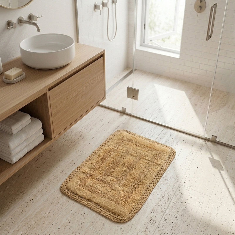 Tapis pour salle de bain Adiraica, Beige