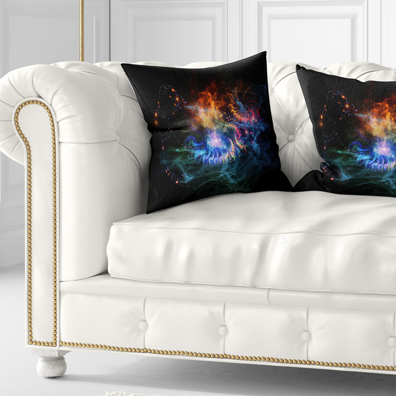 Flammes de réseau - Coussin imprimé abstrait, 16 po x 1 po, Oreiller européen