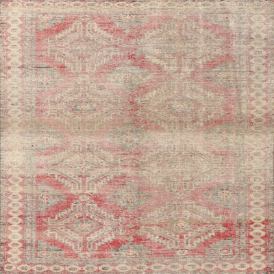 Tapis géométrique beige / rouge / vert