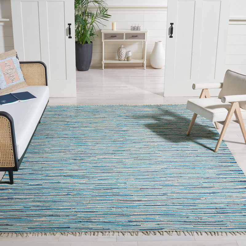Marisela Rug Hand Woven Cotton Striped Rug, Rectangle 9' x 12'