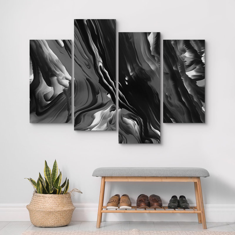 Marble Agate Slice " Wavy 3D Textured Display Geometric " 4 - Pieces