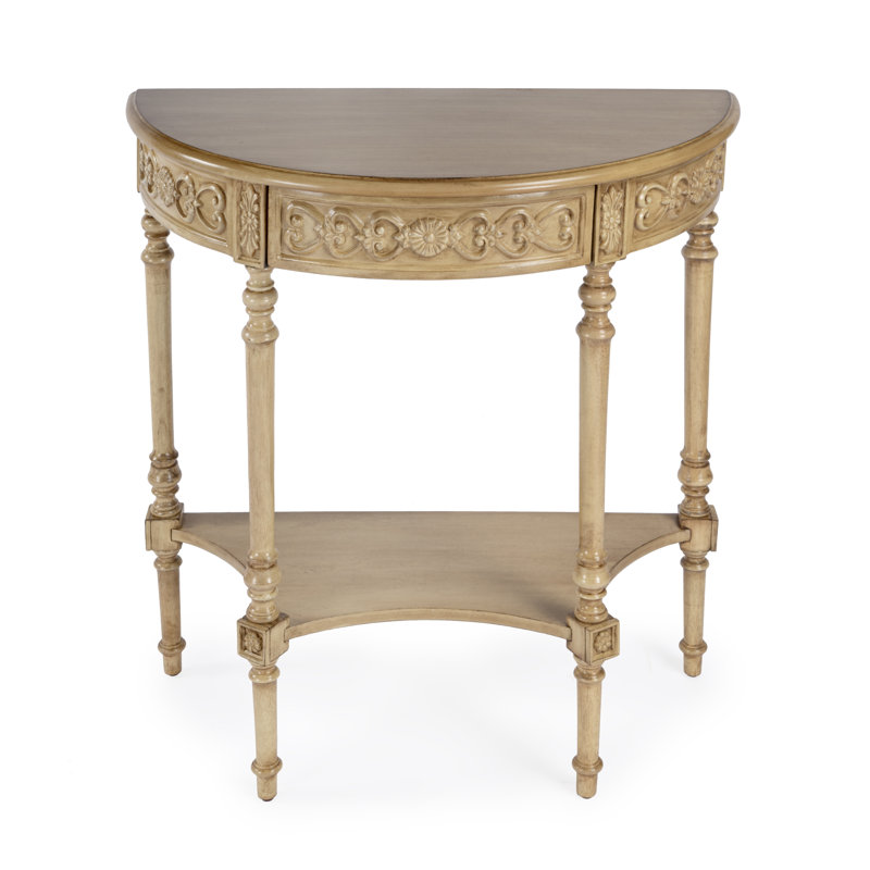 Danelle Demilune 30" Console Table, Antique Beige