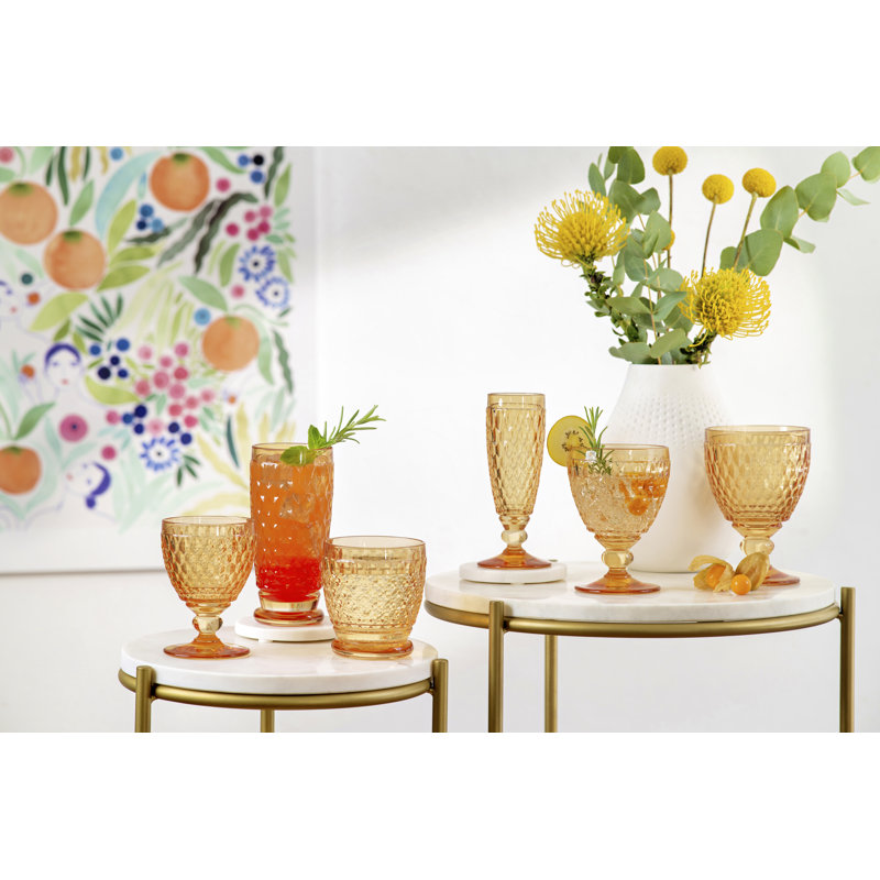 Villeroy & Boch Boston Saffron Long Drink Glass, 13.5 oz, Crystal Glass for Cocktails, Made in Germany, Dishwasher-Safe, Yellow