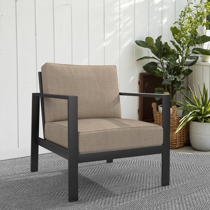 Coussin de siège / dossier Lange Sunbrella® pour l'extérieur Lani, Tissage uni cendre coulée Sunbrella®