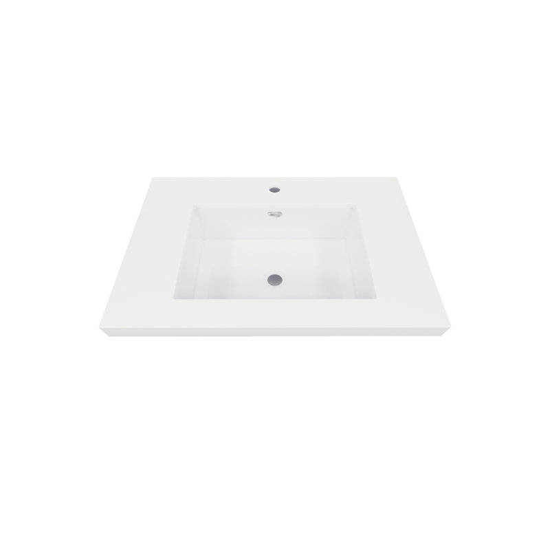 MEBO 19.7'' White Reinforced Acrylic Rectangular Bathroom Sink with Overflow