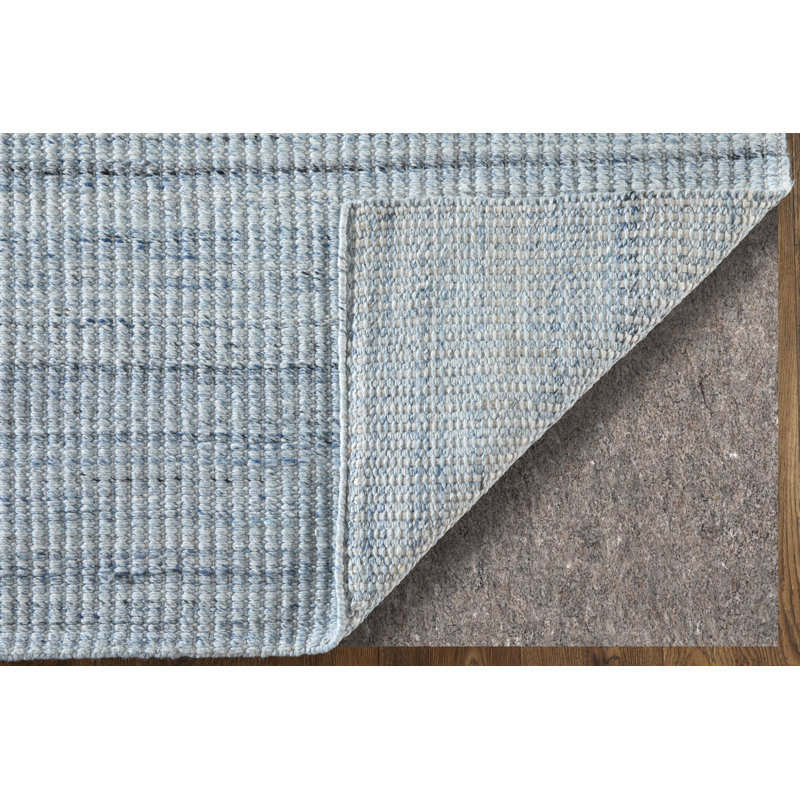 Limerick Hand Woven Recycled P.E.T Solid Color Area Rug in Blue, Rectangle 5' x 8', Light Blue