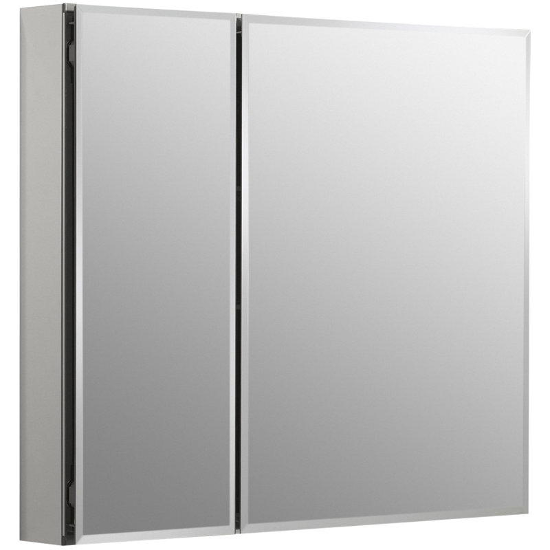 CLC Aluminum Two-Door Medicine Cabinet With Mirrored Doors, Beveled Edges, 26" H x 30" W x 5" D
