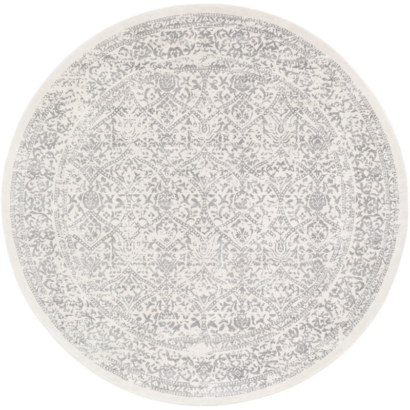 Tapis oriental gris / ivoire DeSoto, Rond 7 pi 10 po