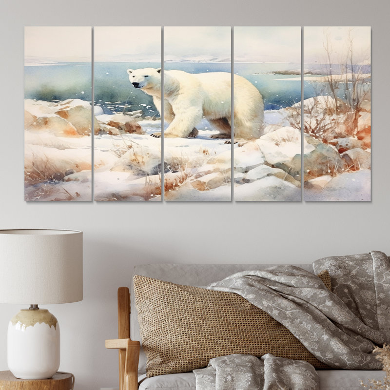 Yukon Poral Bear - reproduction d'art murale canadienne - 5 panneaux égaux