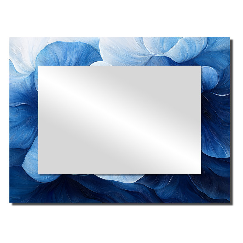 Blanc sur velours bleu jonquilles Bloom II - miroir décoratif floral imprimé sur métal, 24 po x 32 po