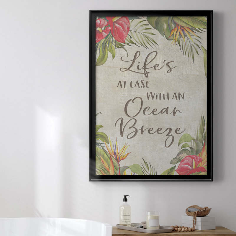 «Life's At Ease», toile encadrée de qualité supérieure - prête à être accrochée, H 30,5 po x l 22,5 po, Toile encadrée noire
