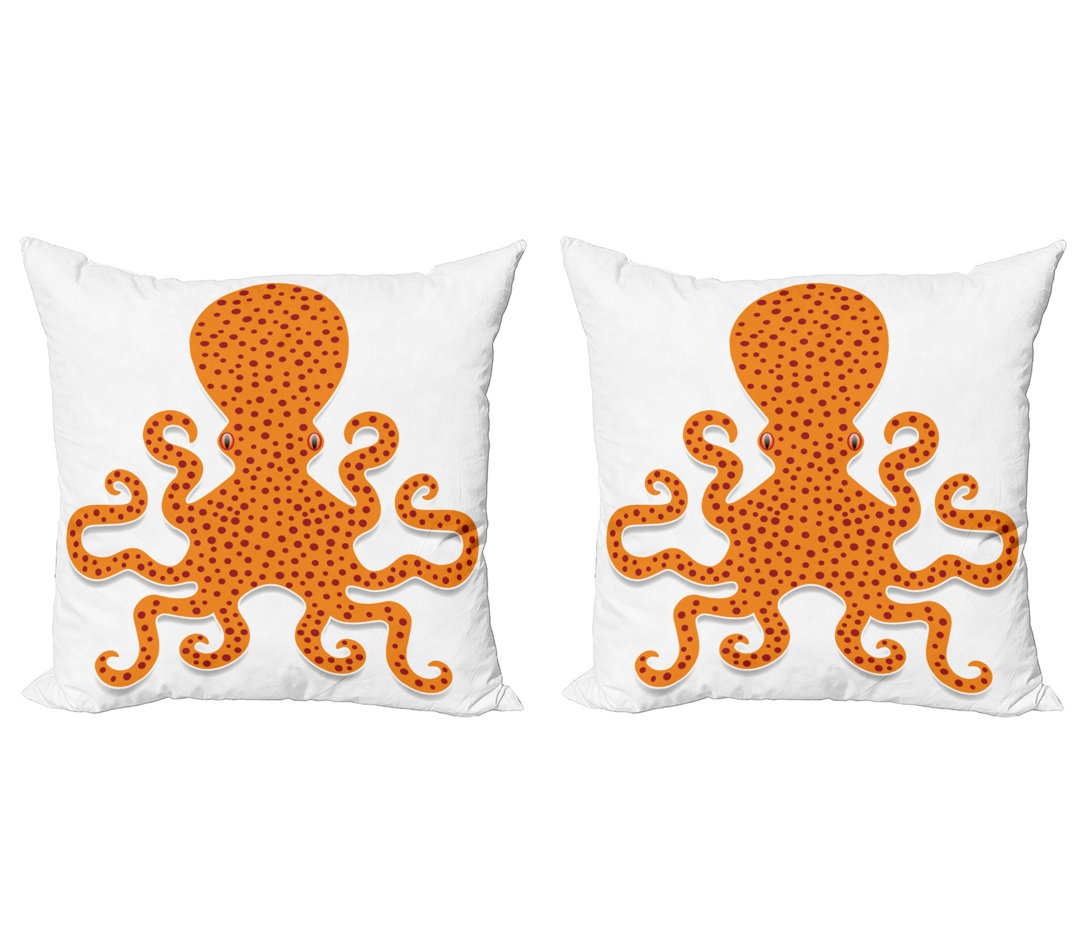 Kissenbezug, Octopus Meer Mosters, Leben im Meer, Orange