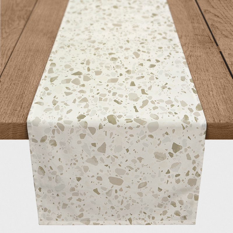 Chemin de table bleu Terrazzo 5, Brun clair