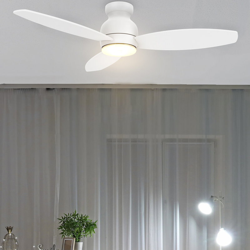 Ventilateur de plafond encastré à DEL à 3 pales 52 po avec lumière Alcena, Blanc