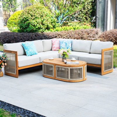 Ensemble de conversation de patio pour 5 personnes avec coussins Acacia