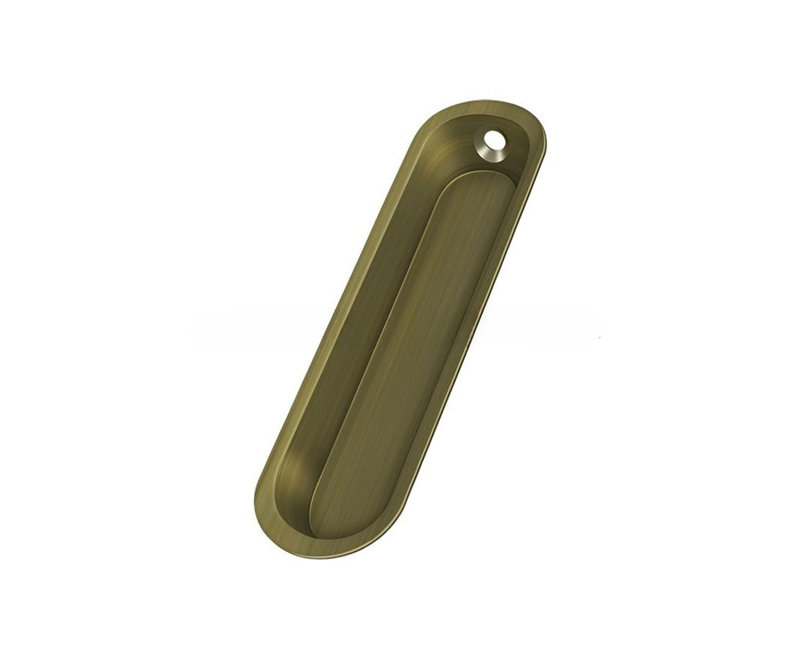 Poignée encastrée Deltana en laiton antique, 4 po x 1 po x 1/2 po, Laiton antique