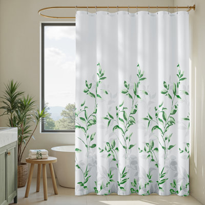  Green Botanical Shower Curtain, Leaf Pattern for a Relaxing Spa Feel, Machine Washable for Bathtub or Shower Stall,72x78 Inch