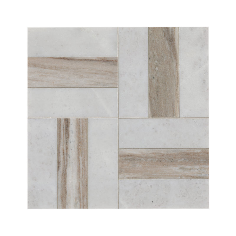 Mistline x 12 in. x 12 in. Polished Marble Mosaic Floor and Wall Tile