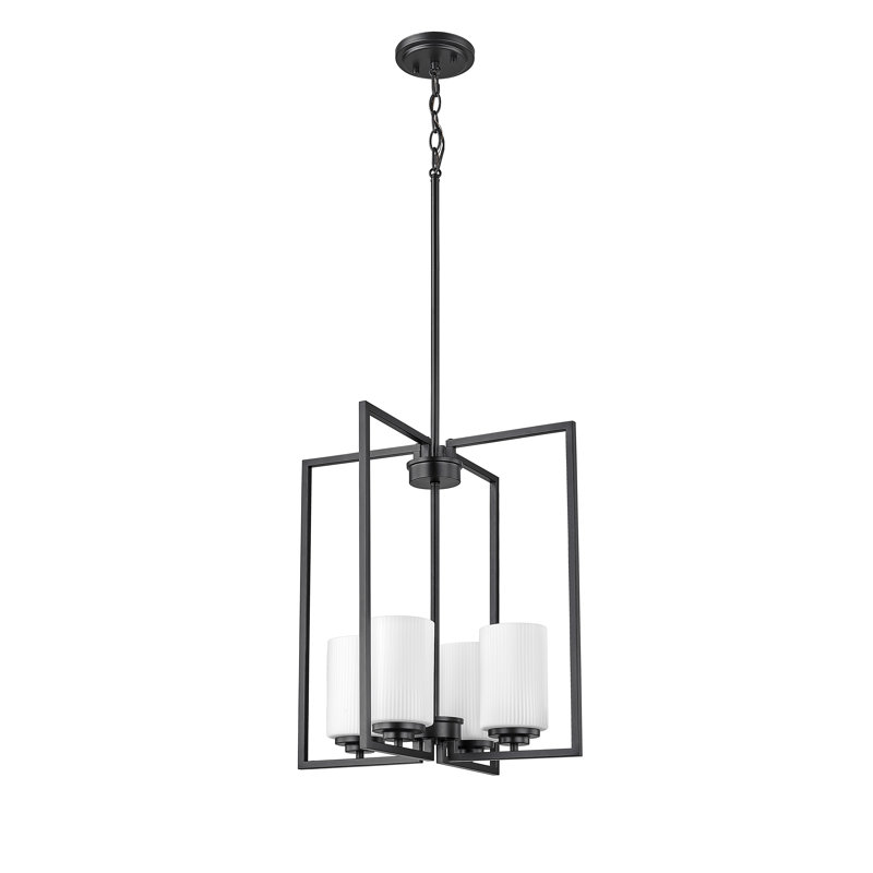 Luminaire suspendu géométrique simple à 4 lumières Tameca, Noir mat