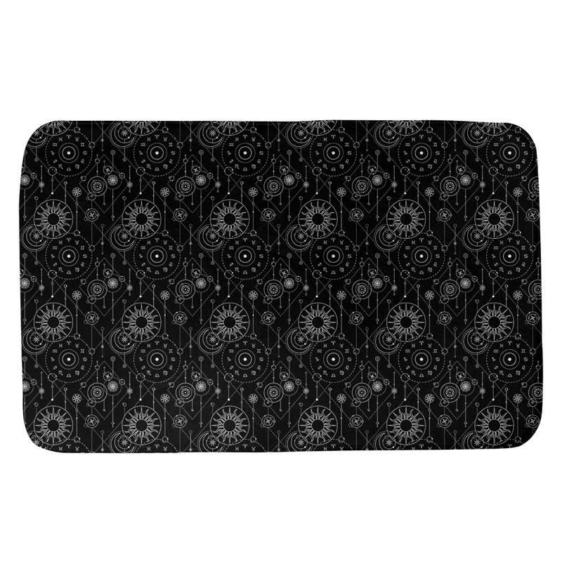 Tapis pour salle de bain astrologie Leffel, l 17 po x L 24 po, Noir
