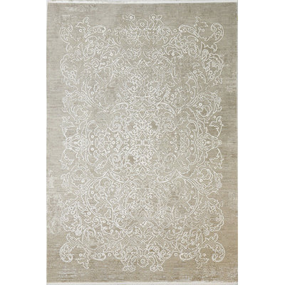 Modena Damask Area Rug in Sand