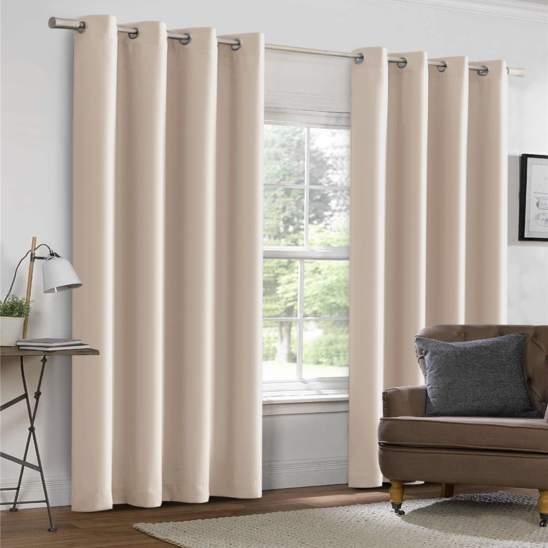 Timiko Blackout Thermal Insulated Curtain Panel, Beige, 52" W x 63" L