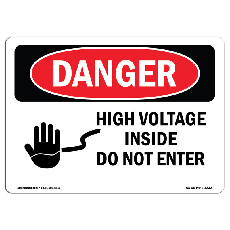 Signe de danger, H 12 po x l 18 po x P 0,1 po