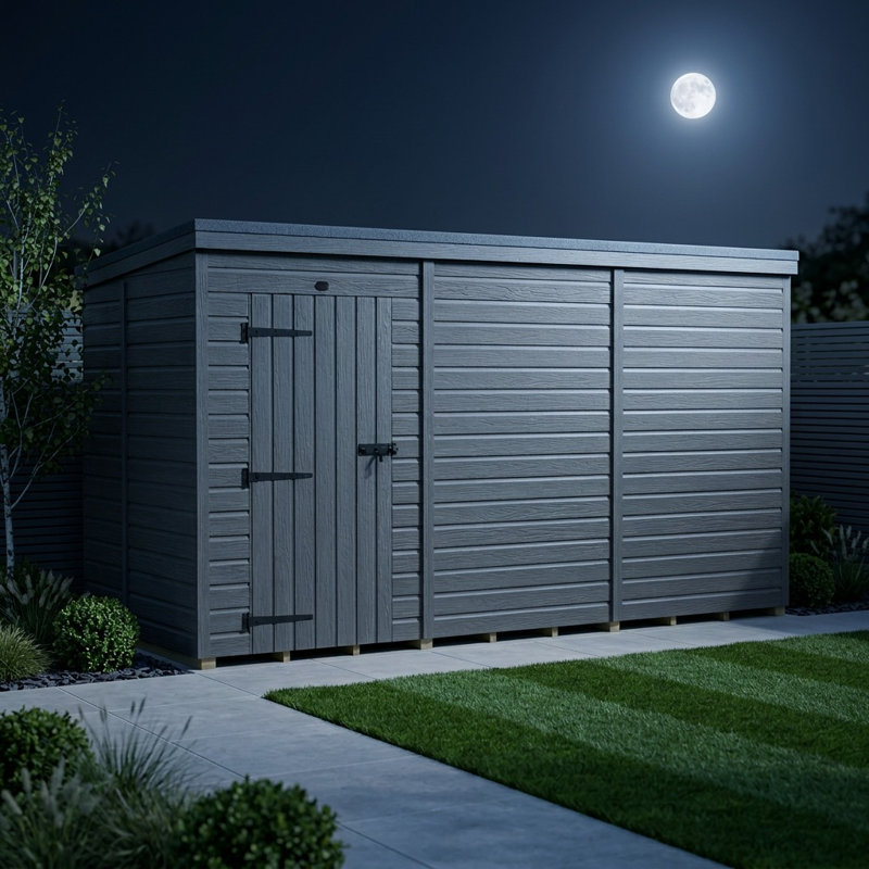 Total Sheds 12ft x 5ft Composite Pent Garden Shed - Single Door - No Windows - EPDM Rubber Roof - UK Manufactured