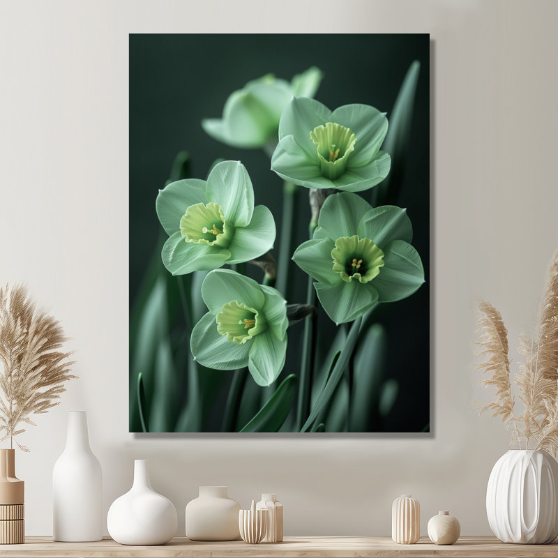 Monochromes de jardin glamour jonquilles II - jonquilles murales, Toile tendue, H 12 po x l 20 po