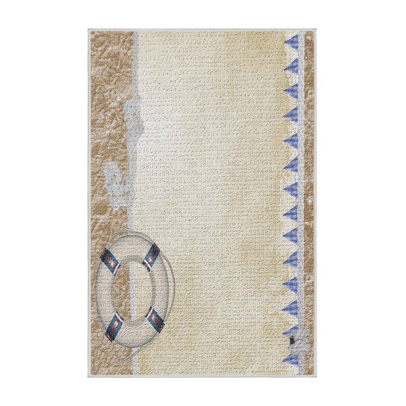 Tapis beige de style nautique, Rectangle 2 pi x 4 pi