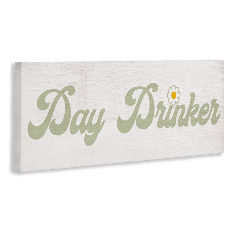 Toile de texte rétro «Day Drinker», conception par Lil 'Rue, H 13 po x l 30 po