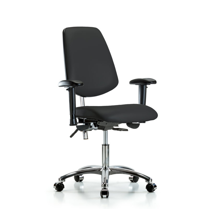 Amelie Vinyl Task Chair, Black, Casters, Not Included