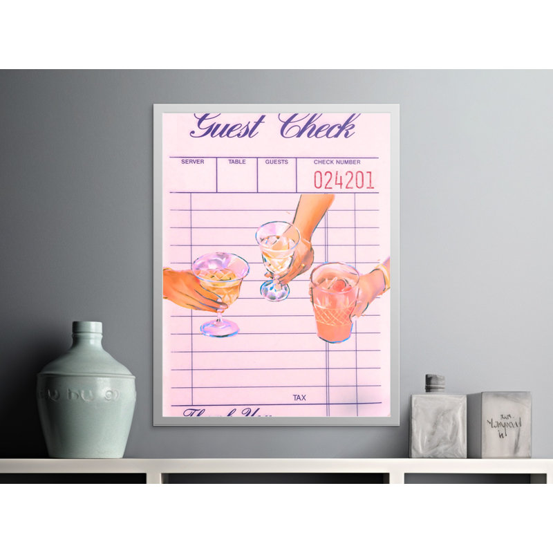 Guest Check Wall Art, Cocktail Art Print, Bar Decor, Drinks Illustration, Kitchen Art, Party Artwork, Framed Art Available